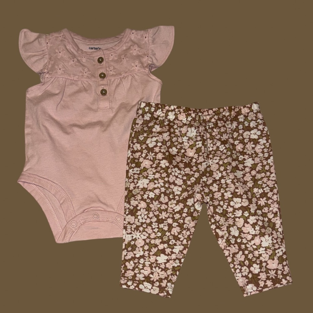 Carter’s Baby Girl 2-Piece Outfit Set NWT 3M Pink Floral 🌸